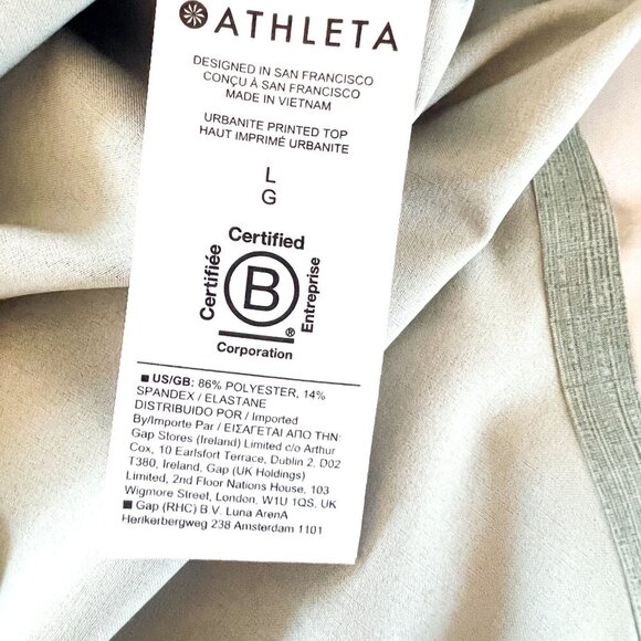 Athleta Urbanite Printed Top  Size Large- NWOT -print: Denali Minimalistic Grey - Picture 11 of 13